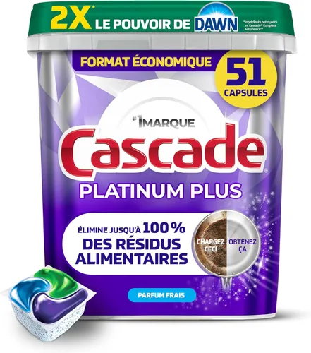 Miniatura 2 de Cascade Platinum Plus Action Pacs - Detergente para lavavajillas, aroma fresco, paquete de 51
