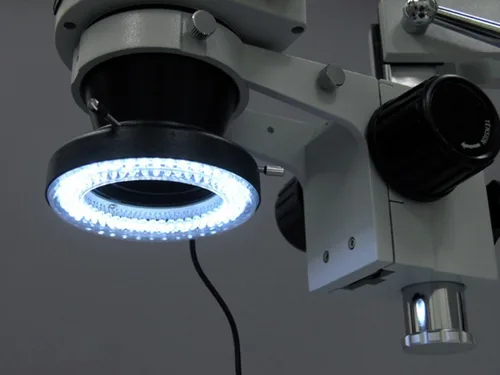 Miniatura 2 de AmScope Iluminador de luz de anillo de microscopio LED-60 de 60 LED con caja de control y adaptador