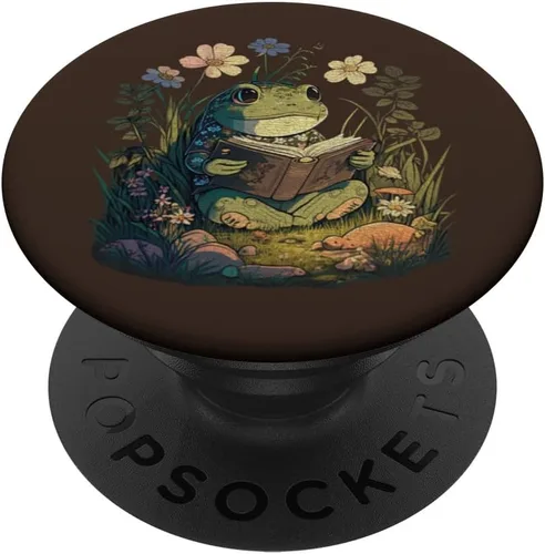 Lindo Cottagecore Estético Rana Libro Lectura Amante Bibliotecario PopSockets Intercambiable PopGrip
