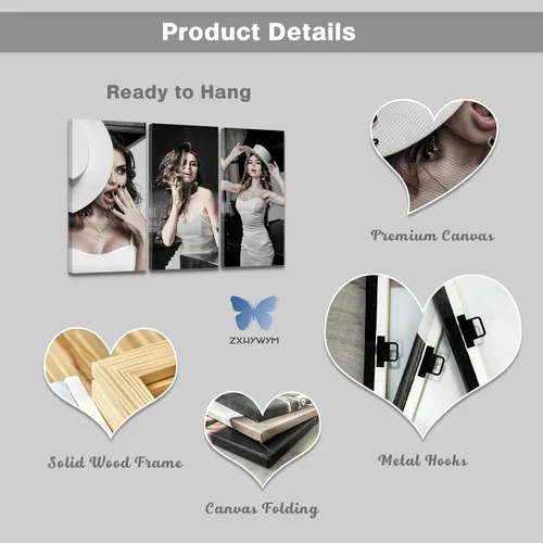 Miniatura 5 de ZXHYWYM Impresiones personalizadas con tus fotos, imágenes personalizadas de 3 piezas para retratos familiares, mascotas, imágenes personalizadas 3