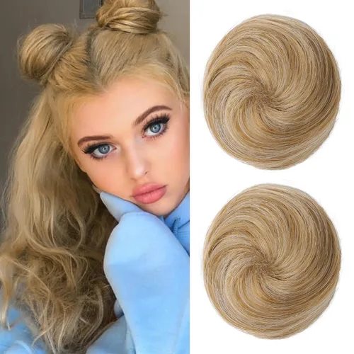 Miniatura 31 de REECHO Piezas de cabello Space Bun, 2 extensiones de moño mini con clip de pinza en extensiones de moño falsas de orejas de gato y desordenadas