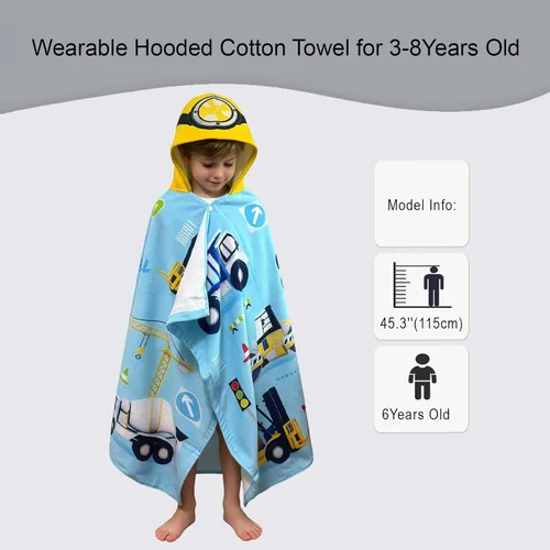 Miniatura 2 de Toalla de baño/piscina/playa con capucha, para bebés, niños y niñas de 3 a 12 años, tamaño extra grande, 30 x 50 pulgadas, algodón absorbente súper