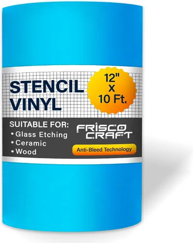 Frisco Craft Stencil Vinyl – Vinilo para plantillas compatible con la mayoría de cortadores – Hoja extraíble azul – Grado profesional, fácil de