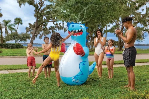 Miniatura 5 de Dino Boxer - Rociador de agua, divertido juego de agua de verano y juguete de salpicaduras para niños, 5 pies de alto