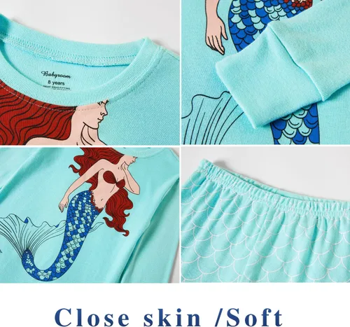 Miniatura 3 de Babyroom Pijamas de algodón a juego para niñas y niños pequeños, 4 piezas, ropa de dormir de Navidad