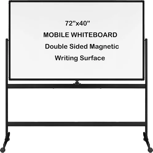 Miniatura 8 de INNOVART Pizarra blanca móvil de 48 x 36 pulgadas, pizarra magnética de borrado en seco de doble cara reversible de 360° con soporte rodante