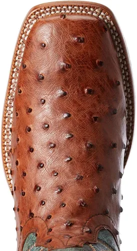 Miniatura 4 de ARIAT Botas de avestruz con punta cuadrada para hombre, Turquesa
