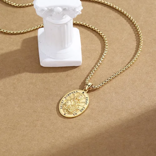 Miniatura 520 de Collar de plata de ley 925 con medalla de San Patrón, colgante de protección católica, amuleto, joyería religiosa para hombres y mujeres