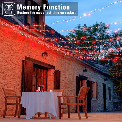 Miniatura 7 de Tira de 200 luces LED de 66 pies para exteriores, luces de Navidad conectables para interiores, cable transparente, impermeable, 8 modos de luces