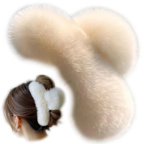 Miniatura 6 de YOYLMAL - Pinza grande de pelo sintético para mujer, 5.1 pulgadas, pinzas de pelo mullidas y esponjosas, antideslizantes, fuerte sujeción peluda