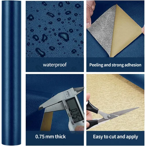 Miniatura 6 de Cinta de reparación de cuero autoadhesiva de gran tamaño para muebles, kit de reparación de vinilo autoadhesivo duradero de 17.7 x 78.8 pulgadas