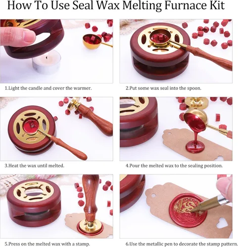 Miniatura 4 de SWANGSA Kit de calentador de sellado de cera, herramienta de horno de cera de sellado con 2 bolígrafos de sellado de cera + cuchara de sellado