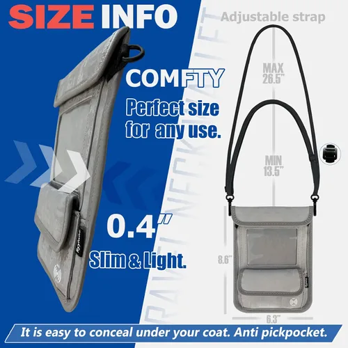Miniatura 4 de Cartera de viaje, billetera de pasaporte con bloqueo RFID para mujer, impermeable, con cuello delgado, carteras de mujer, antirrobo, bolso