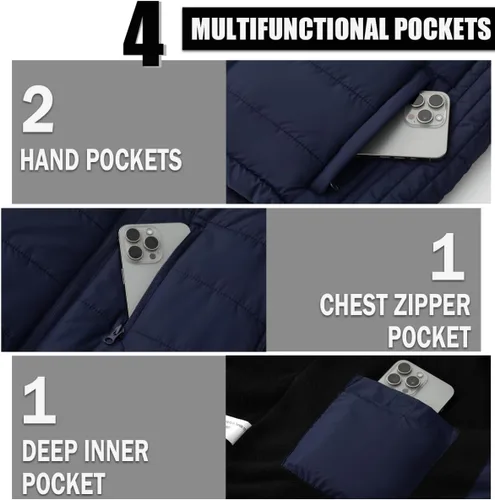 Miniatura 21 de Msmsse Chalecos de invierno para hombre, con forro polar, acolchado, casual, sin mangas