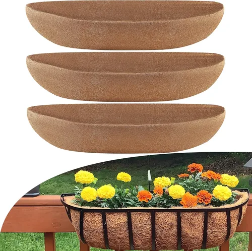 Miniatura 7 de Sinimaka Revestimientos de coco para macetas de 24 pulgadas, paquete de 4 forros de fibra de coco para macetas, cestas de flores, plantas de jardín