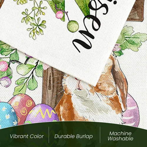 Miniatura 8 de Bandera de Pascua para exteriores, cruz religiosa con huevos de conejo, flores, banderas de patio para exteriores, bandera decorativa de primavera