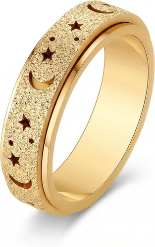 ALEXTINA - Anillo de juguete para ansiedad para mujeres y hombres, giratorio, acero inoxidable, 0.24 y 0.31 pulgadas, alivio de ansiedad, para Arco
