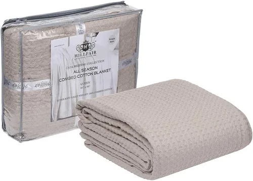 Miniatura 18 de HILLFAIR Manta de Algodón 100% Peinado– Mantas de Cama Tamaño Twin– Mantas Cálidas Suaves para Todas las Estaciones Transpirables Ligeras de Verano