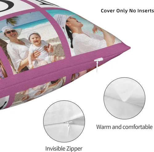 Miniatura 3 de Funda de almohada personalizada con fotos con collage de Best Mom Ever, funda de cojín personalizada para el día de la madre, aniversario, boda, 6