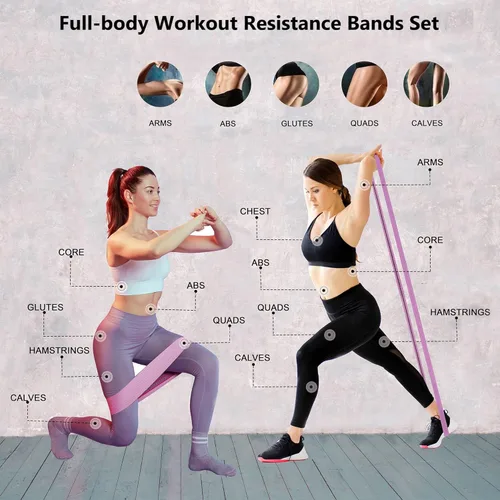 Miniatura 3 de STANDROCK Bandas de resistencia de tela para entrenamiento, bandas de 3 y 4 niveles, bandas de resistencia largas para mujeres y hombres Bandas