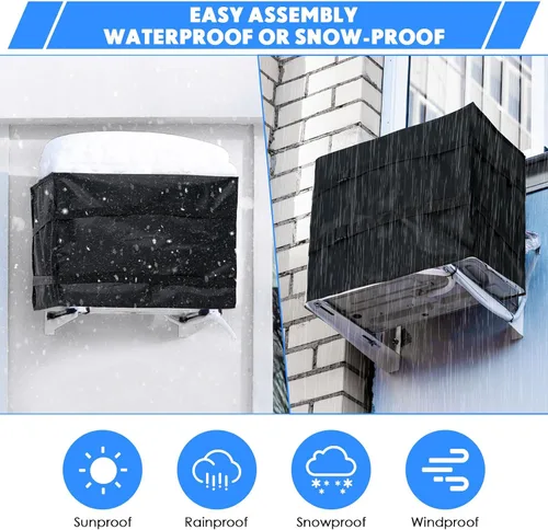 Miniatura 4 de 2 piezas de cubierta de aire acondicionado de ventana para interiores y exteriores, ajustable, impermeable, cubierta de aire acondicionado