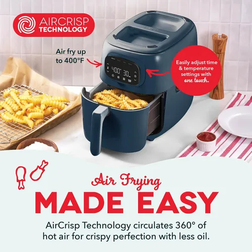 Miniatura 4 de Dash Flip & Fry™ - Parrilla digital 2 en 1 y freidora de aire - Parrilla interior y freidora eléctrica - Cuenta con tecnología AirCrisp® y Azul