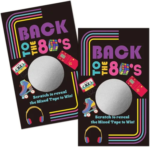 Miniatura 9 de Haizct 50 tarjetas rascadoras de feliz cumpleaños 40, juego retro para raspar de radio para amantes de la música, suministros de fiesta de regreso a