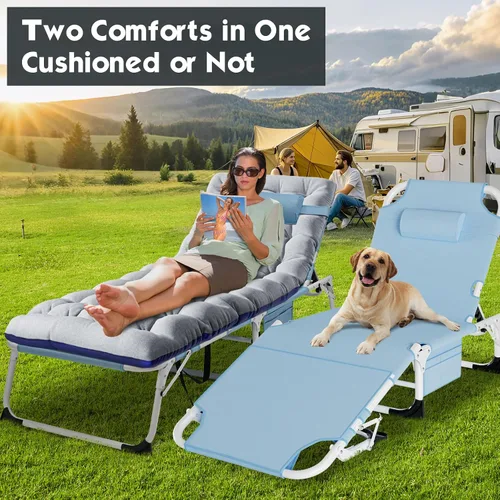 Miniatura 3 de MOPHOTO Silla de Bronceado, Silla de Sol al Aire Libre de 5 Posiciones, Silla de Sol Plegable, Silla de Sol con Orificio para la Cara, Perfecta