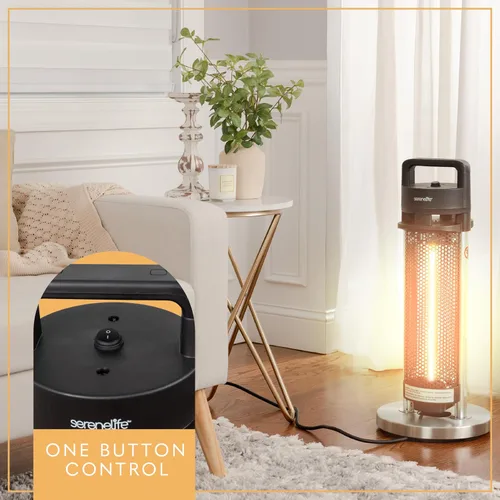 Miniatura 4 de SereneLife Calentador infrarrojo para patio, calentador eléctrico para patio con control remoto, 900 W, calentadores de interior/exterior
