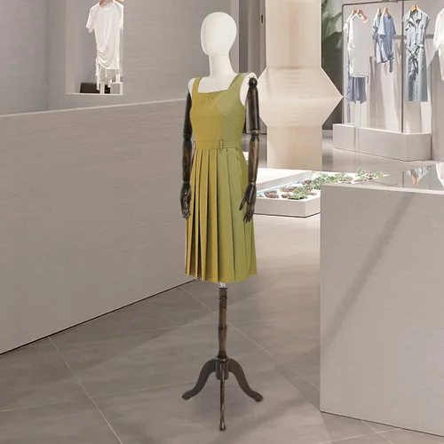 Miniatura 3 de Forma de vestido de maniquí femenino, 61.02-78.74 pulgadas de altura ajustable, soporte de cuerpo con cabeza, maniquí minorista con base triangular