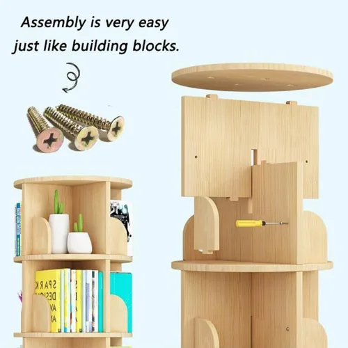 Miniatura 7 de Gdrasuya10 Estantería giratoria de 4 niveles para niños, estantería giratoria de 360 grados, estantería apilable para libros, estante