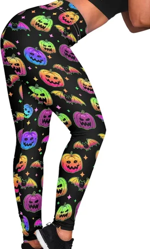 Miniatura 6 de Leggings de longitud flexible para mujer, pantalones suaves con estampado de flores de calavera colorida