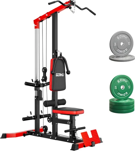 Miniatura 17 de LS01 Máquina de tracción LAT, máquina de cable para remo LAT con abdominales, torre LAT con accesorios de remo con cable, estaciones de polea 3 en 1