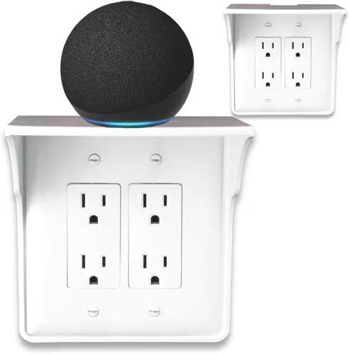 Miniatura 14 de BeraTek Power Perch - Estante de pared con almacenamiento de cable, estante de enchufe que ahorra espacio para dormitorio, baño, cocina, soporte