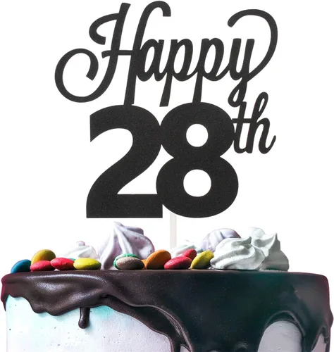 Miniatura 10 de LINGTEER - Decoración para pastel con texto "Happy Birthday 100", color negro