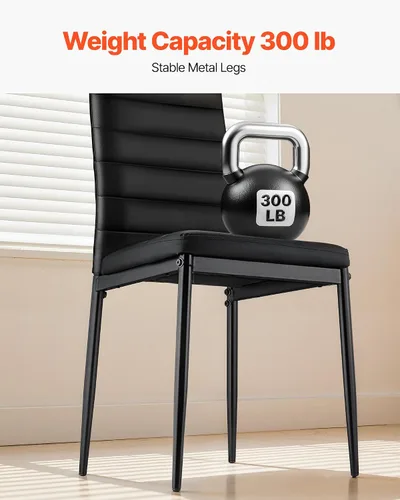 Miniatura 3 de VEVOR Juego de 4 sillas de acento modernas de comedor, sillas laterales tapizadas de cuero para sala de estar, silla de cocina que ahorra espacio