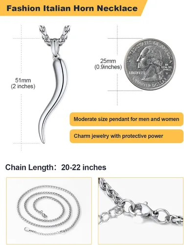 Miniatura 5 de U7 Italian Horn Necklaces,Stainless SteelBlack18K Gold Plated Talisman Horn Pendant, Italy Amulet Charm Necklaces Protection Jewelry for Men Women