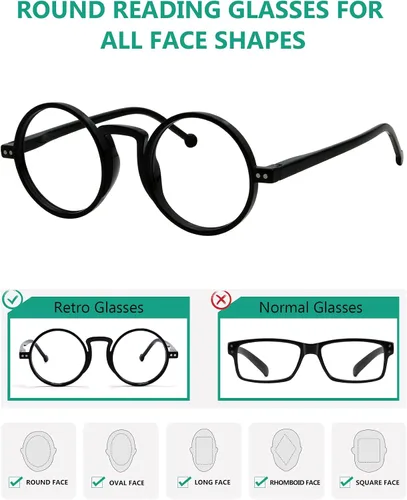 Miniatura 4 de Eyekepper Gafas de lectura redondas para mujeres y hombres lectores retro Negro