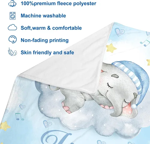 Miniatura 6 de J&SBGFT Manta de Bebé Personalizada para Niños - Manta con Nombre Personalizado para Niños Pequeños, Niños - Manta Decorativa de Guardería Cochecito