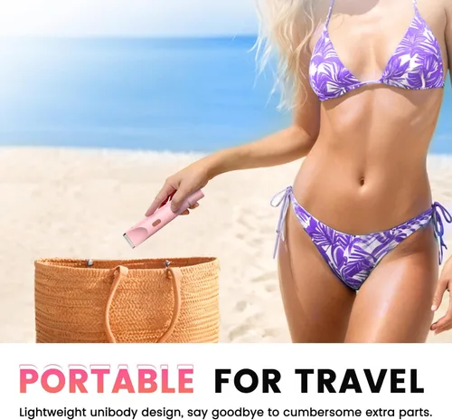 Miniatura 6 de Recortadora de bikini para mujer, maquinilla de afeitar eléctrica 2 en 1 con doble cabeza, IPX7 impermeable para cabello púbico, piernas, axilas