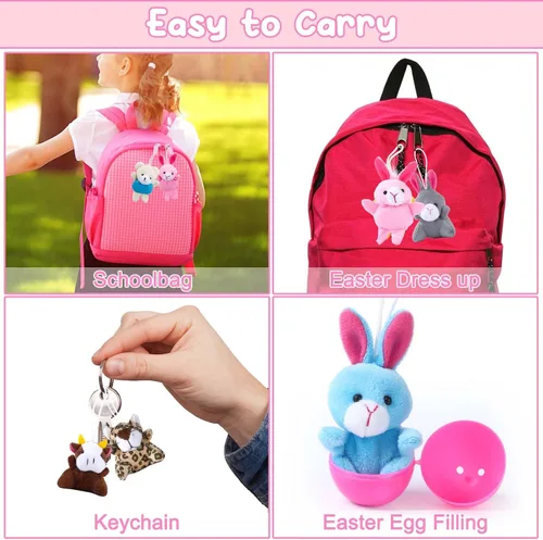 Miniatura 4 de Paquete de 24 huevos de Pascua rellenos con mini animales de peluche para niños, rellenos de cesta de Pascua, caza de huevos de Pascua, recuerdo