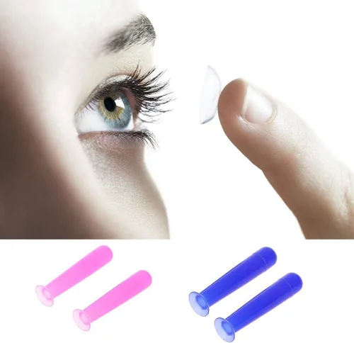 Miniatura 6 de Jowxsx 2 unids azul práctico lentes de contacto de silicona pequeñas ventosas Stick RGP Inserter Remover lentes de contacto casos accesorios