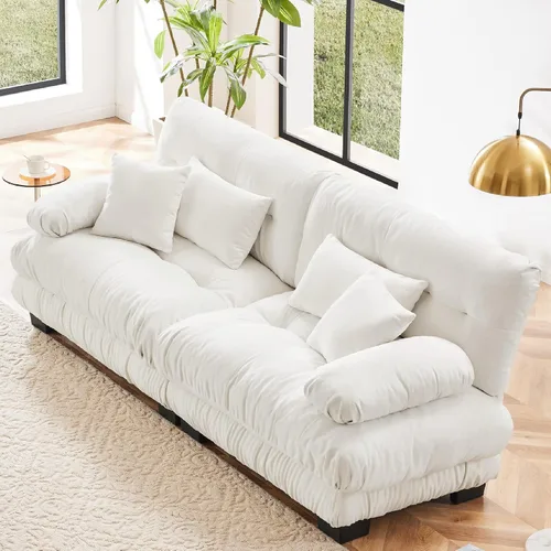 Miniatura 12 de KEIKI Sofá modular de 94 pulgadas con 4 almohadas, cómodo juego de sofá biplaza Cloud para sofá de asiento profundo suave y profundo, sofá biplaza
