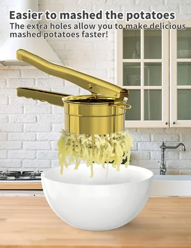 Miniatura 2 de Livilord Ricer de patatas grande de 15oz, ricer de acero inoxidable resistente para puré de patatas, herramienta de cocina para puré de batata