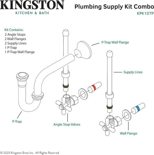 Miniatura 10 de Kingston Brass KPK107P Trimscape Kit de suministro de fontanería combinado, latón cepillado Cobrizo cepillado