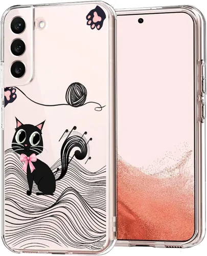 Unov Funda para Galaxy S22 transparente con diseño de TPU suave absorción de impactos, patrón delgado en relieve, cubierta trasera protectora de