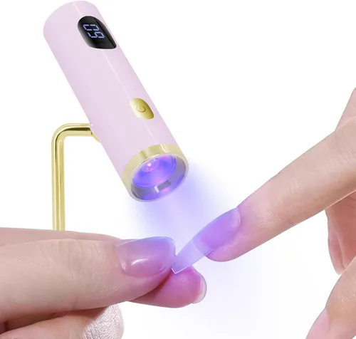 Lámpara de uñas LED UV, mini luz UV manos libres para uñas de gel, lámpara de uñas portátil de curación flash para uñas acrílicas, soporte