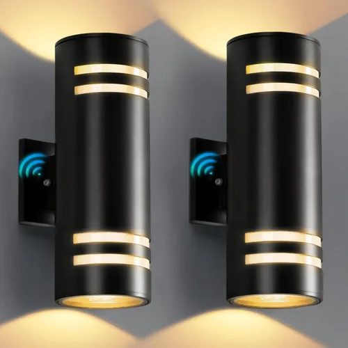 Miniatura 13 de KIZON Luces Modernas de Pared para Exteriores con Sensor de Anochecer a Amanecer, Lámpara Cilíndrica para Exteriores de Montaje en Pared con Acabado