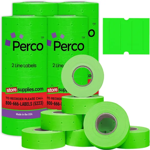 Miniatura 36 de Perco Etiquetas azules de 2 líneas, 6,000 etiquetas de precio en blanco y fecha para pistolas Perco de 2 líneas de precio y fecha, 8 rollos, 1