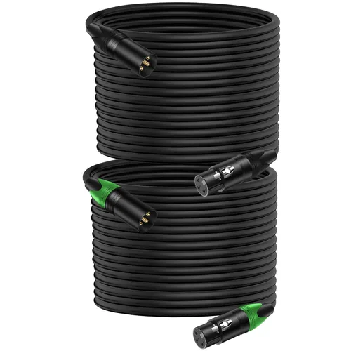 Miniatura 20 de LanSenSu 1 micrófono divisor XLR Y macho a 2 hembras, XLR hembra de 3 pines a doble XLR macho Y-Splitter Cables de audio de micrófono equilibrado